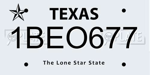 1BEO677 Texas License Plate