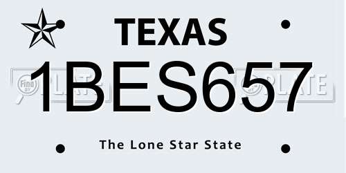 1BES657 Texas License Plate