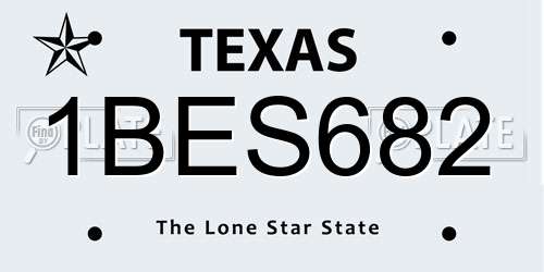 1BES682 Texas License Plate