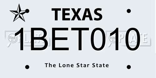 1BET010 Texas License Plate