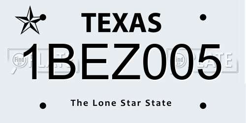 1BEZ005 Texas License Plate