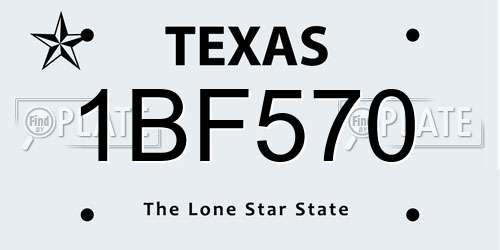 1BF570 Texas License Plate