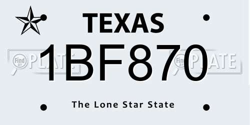 1BF870 Texas License Plate