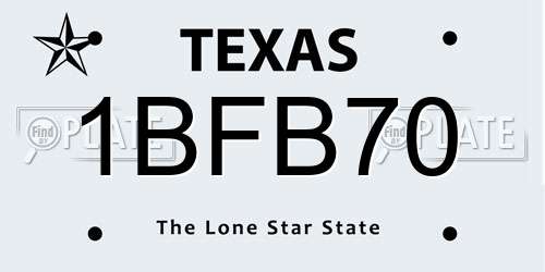 1BFB70 Texas License Plate