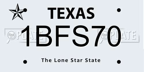 1BFS70 Texas License Plate