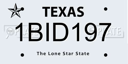 1BID197 Texas License Plate