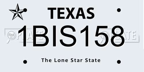 1BIS158 Texas License Plate