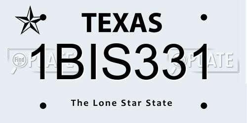 1BIS331 Texas License Plate