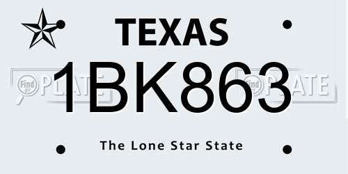 1BK863 Texas License Plate