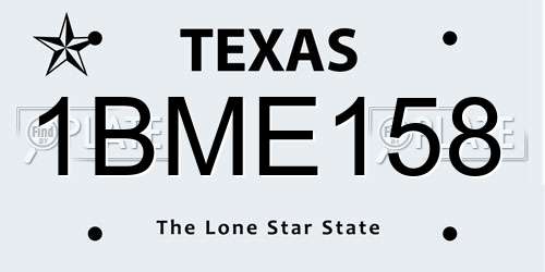 1BME158 Texas License Plate