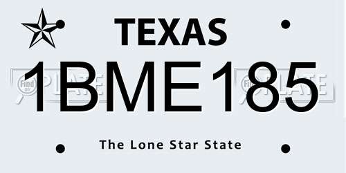 1BME185 Texas License Plate