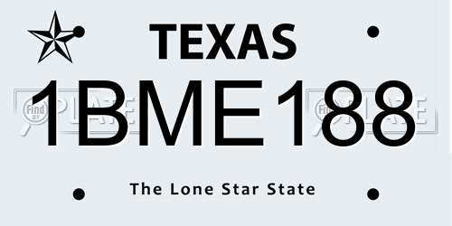1BME188 Texas License Plate