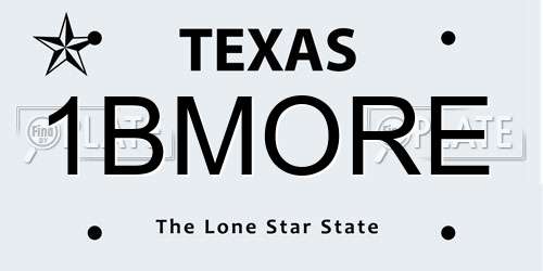 1BMORE Texas License Plate