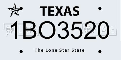 1BO3520 Texas License Plate