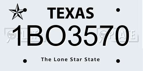 1BO3570 Texas License Plate
