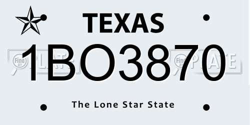 1BO3870 Texas License Plate