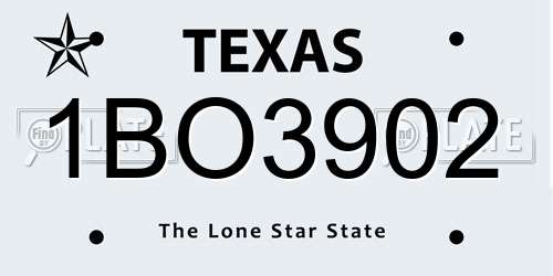 1BO3902 Texas License Plate