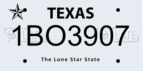 1BO3907 Texas License Plate