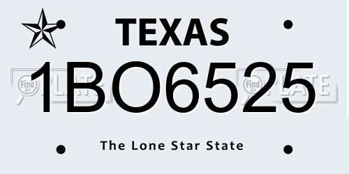 1BO6525 Texas License Plate