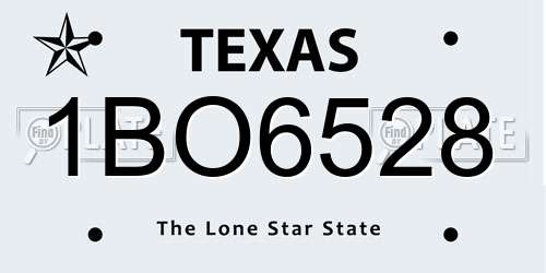 1BO6528 Texas License Plate