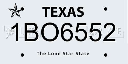 1BO6552 Texas License Plate