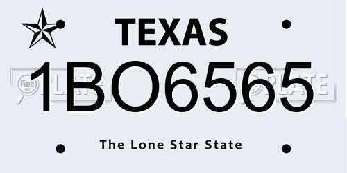 1BO6565 Texas License Plate