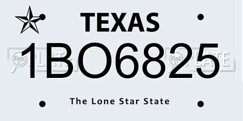 1BO6825 Texas License Plate