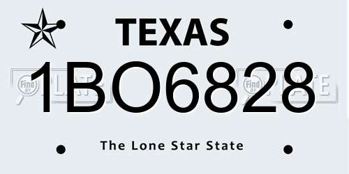 1BO6828 Texas License Plate
