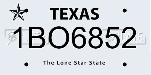 1BO6852 Texas License Plate
