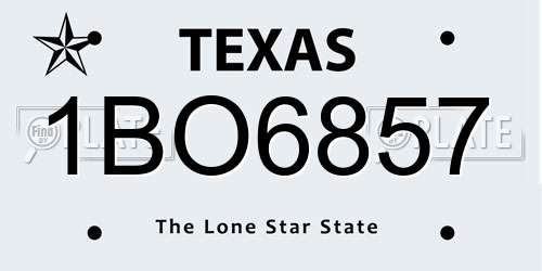 1BO6857 Texas License Plate