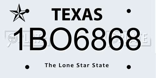 1BO6868 Texas License Plate