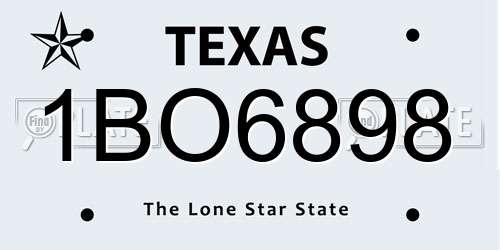1BO6898 Texas License Plate