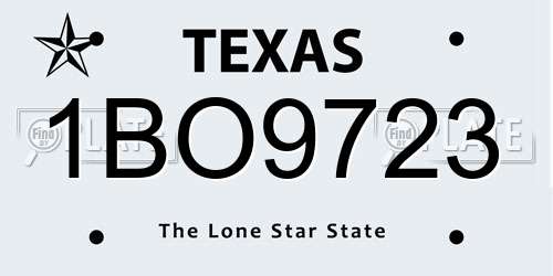 1BO9723 Texas License Plate