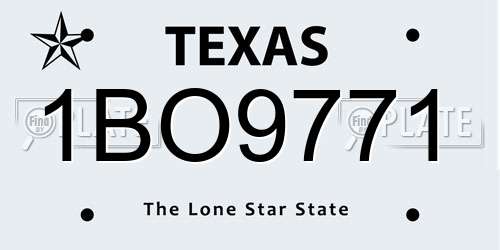 1BO9771 Texas License Plate