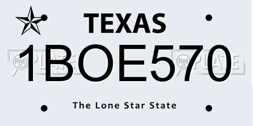 1BOE570 Texas License Plate