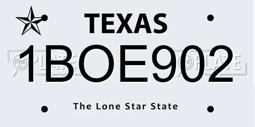 1BOE902 Texas License Plate