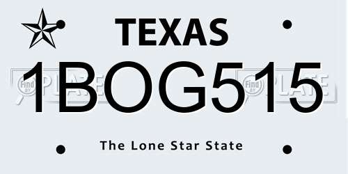 1BOG515 Texas License Plate