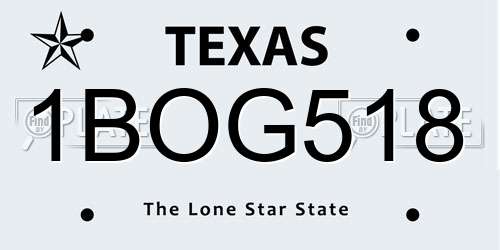 1BOG518 Texas License Plate