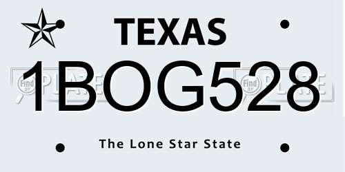 1BOG528 Texas License Plate