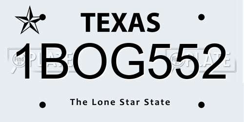 1BOG552 Texas License Plate
