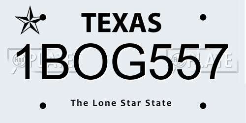 1BOG557 Texas License Plate