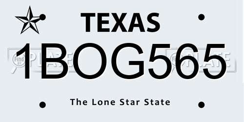 1BOG565 Texas License Plate