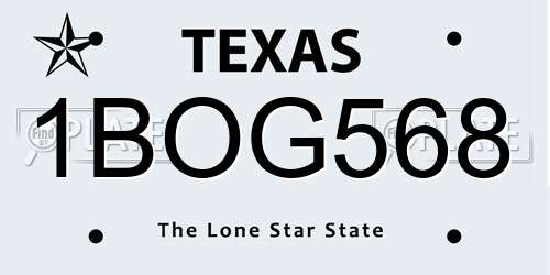 1BOG568 Texas License Plate