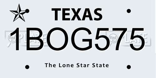 1BOG575 Texas License Plate