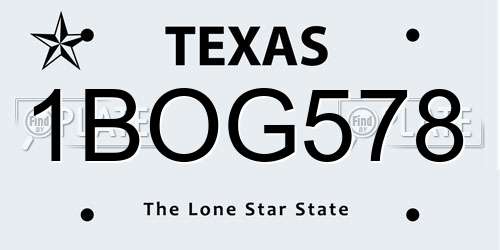 1BOG578 Texas License Plate