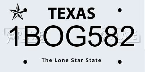 1BOG582 Texas License Plate