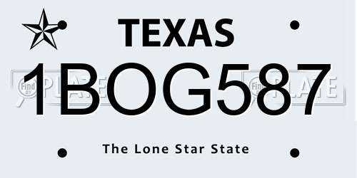 1BOG587 Texas License Plate