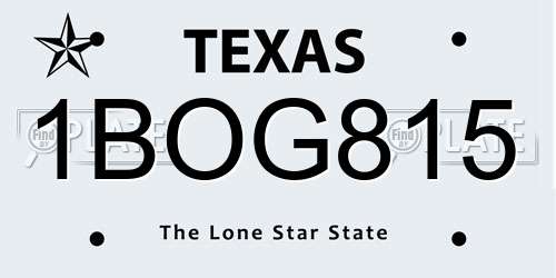 1BOG815 Texas License Plate