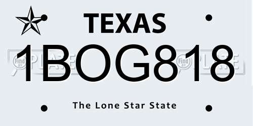 1BOG818 Texas License Plate