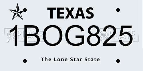 1BOG825 Texas License Plate